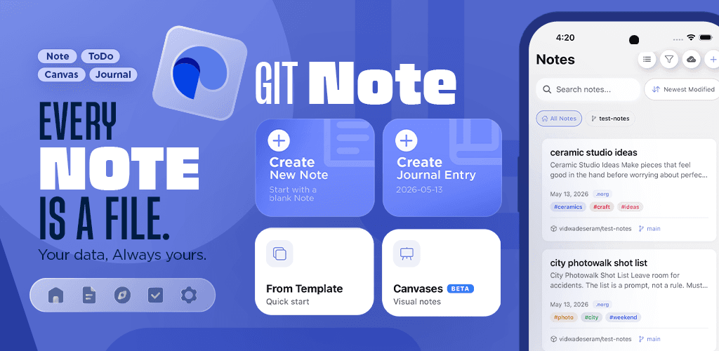 GitNotēs App Feature Graphic